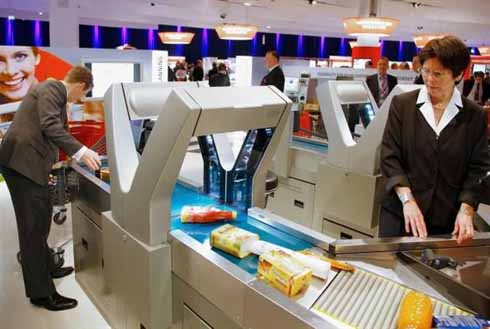 Χάρη στο οπτικό πεδίο 360 μοιρών, ο Rapid Scan σαρώνει τον γραμμικό κώδικα των προϊόντων, όπως και είναι αυτά τοποθετημένα επάνω στην κυλιόμενη ζώνη του ταμείου Στο super-market
